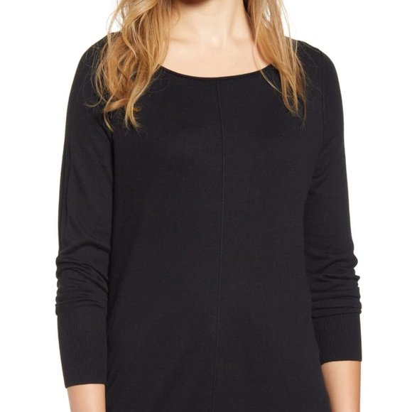 Caslon Shirttail Tunic Sweater Black 